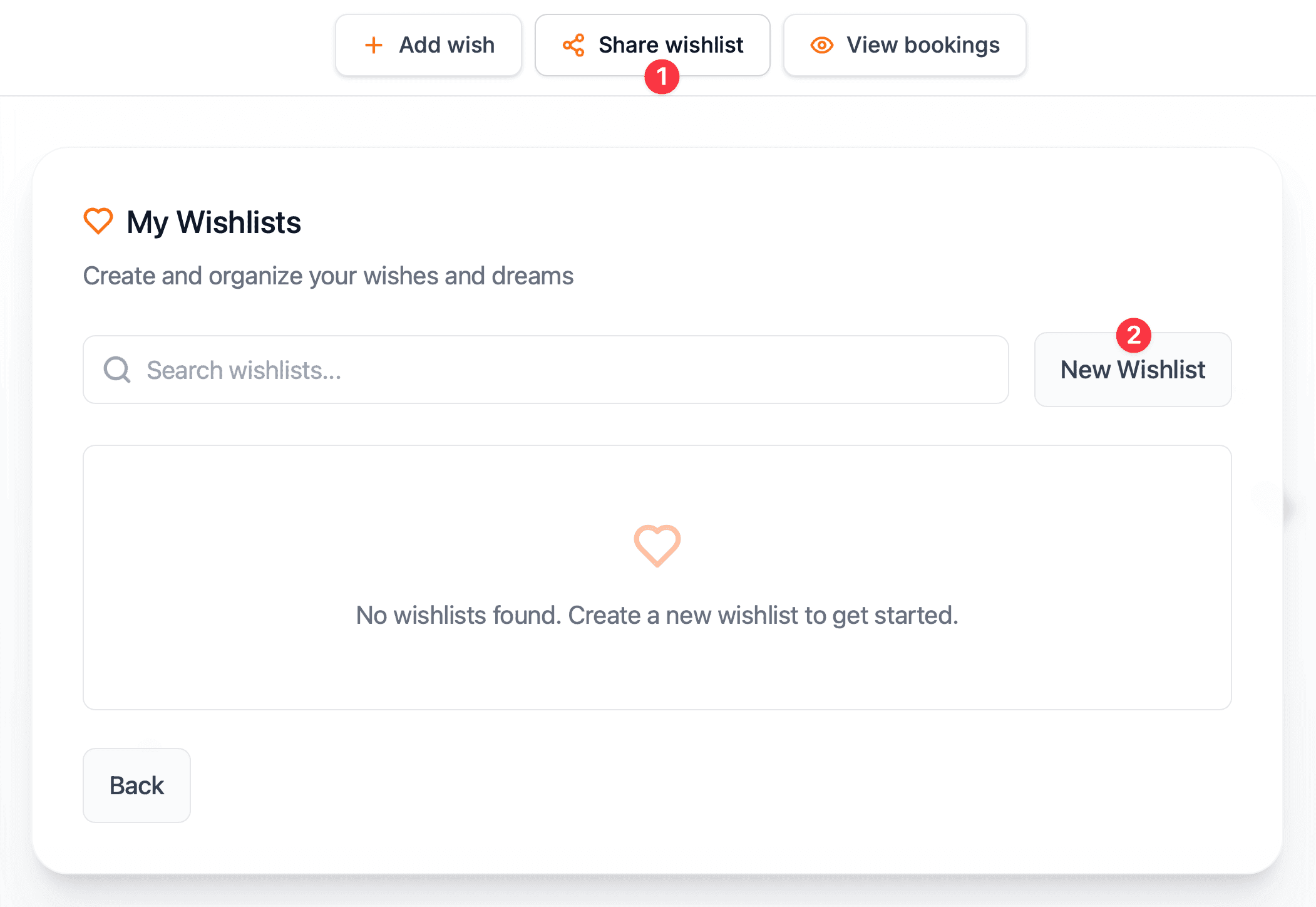 Creating a new wishlist