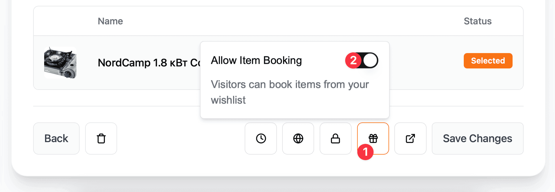 Enabling reservations on a wishlist