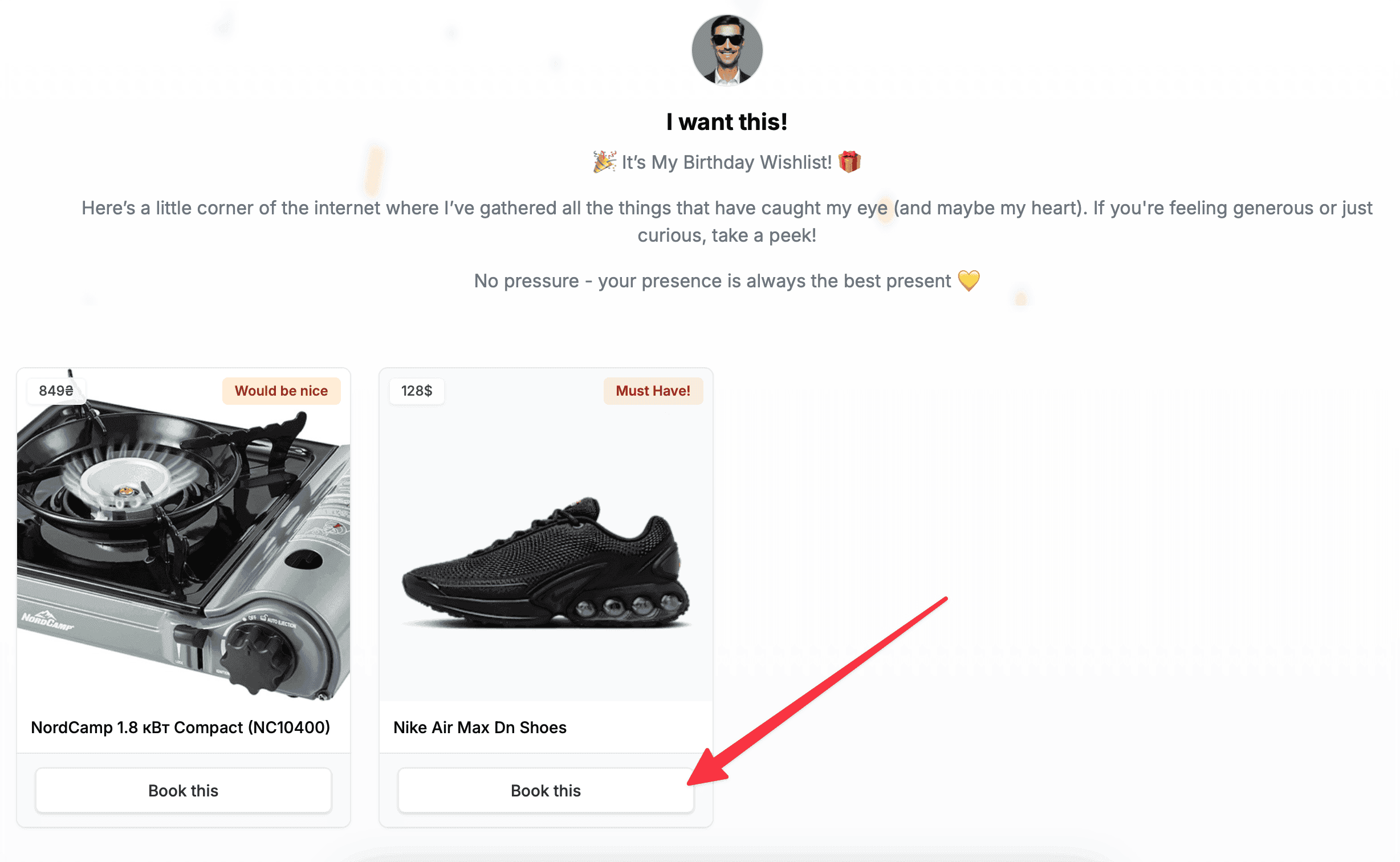 Show reservations on a wishlist