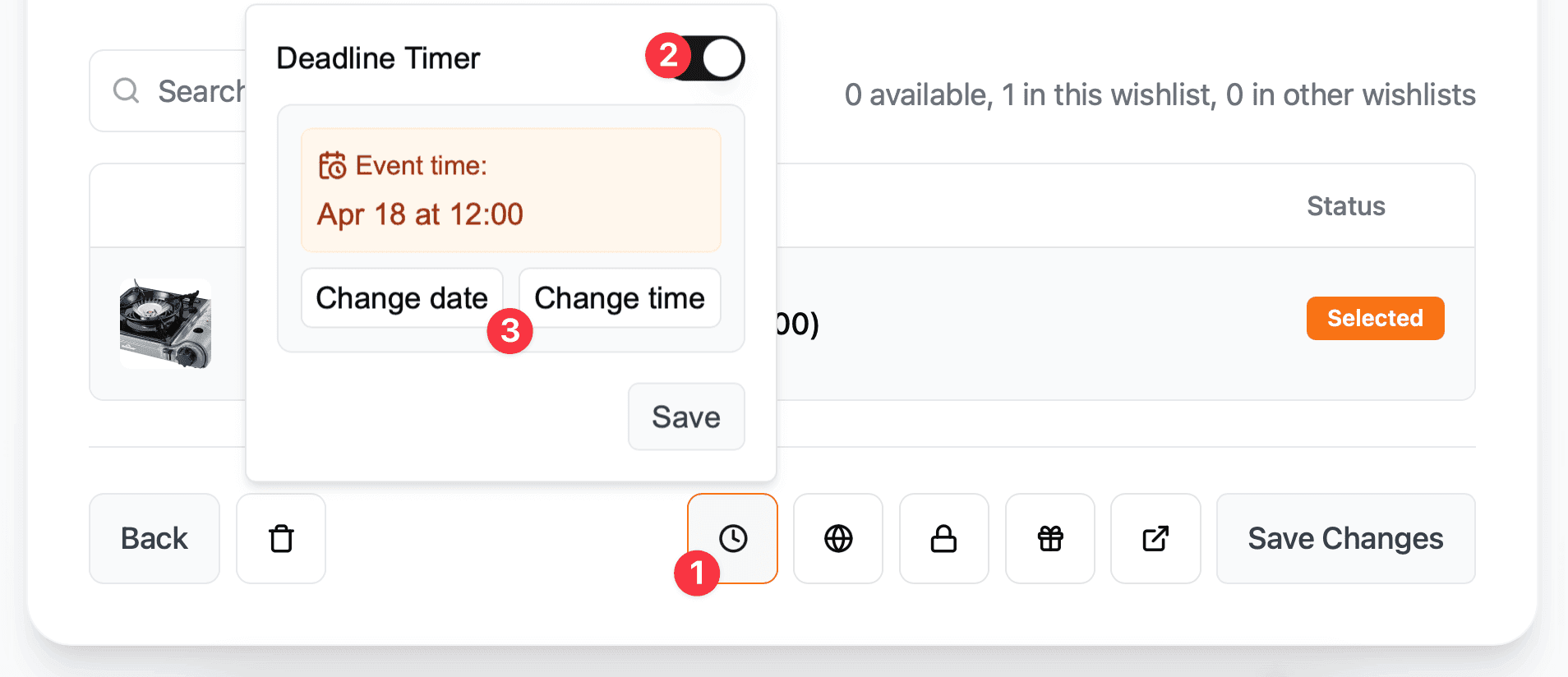 Setting a deadline for a wishlist